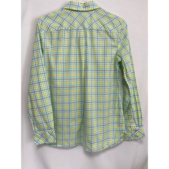 Talbots Womens Long Sleeve Button Up Pastel Blue Green Yellow Size S 100% Cotton - Picture 5 of 7
